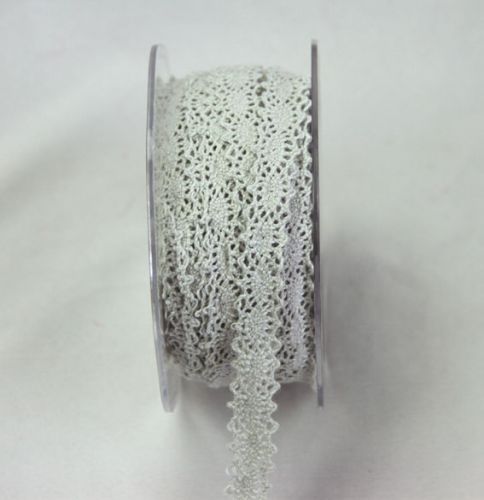 Green Tara Lace Ribbon, 12mm Silver Grey